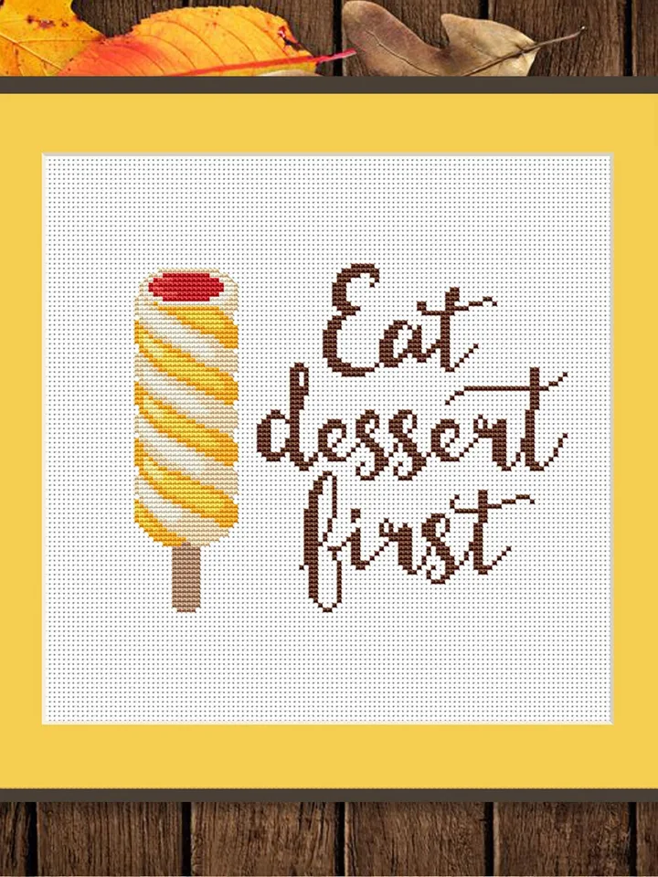 Set of 2 Ice Cream Cross Stitch Pattern, Kitchen Cross Stitch, Embroidery Ice Cream, Dessert Cross Stitch, Modern Cross Stitch #kt026
