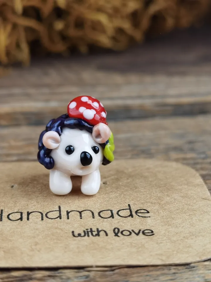 MINIATURE ANIMALS Hedgehog figurine Hedgehog miniature Baby Hedgehog Glass Hedgehog decor Hedgehog gift Tiny Hedgehog Fairy garden animal