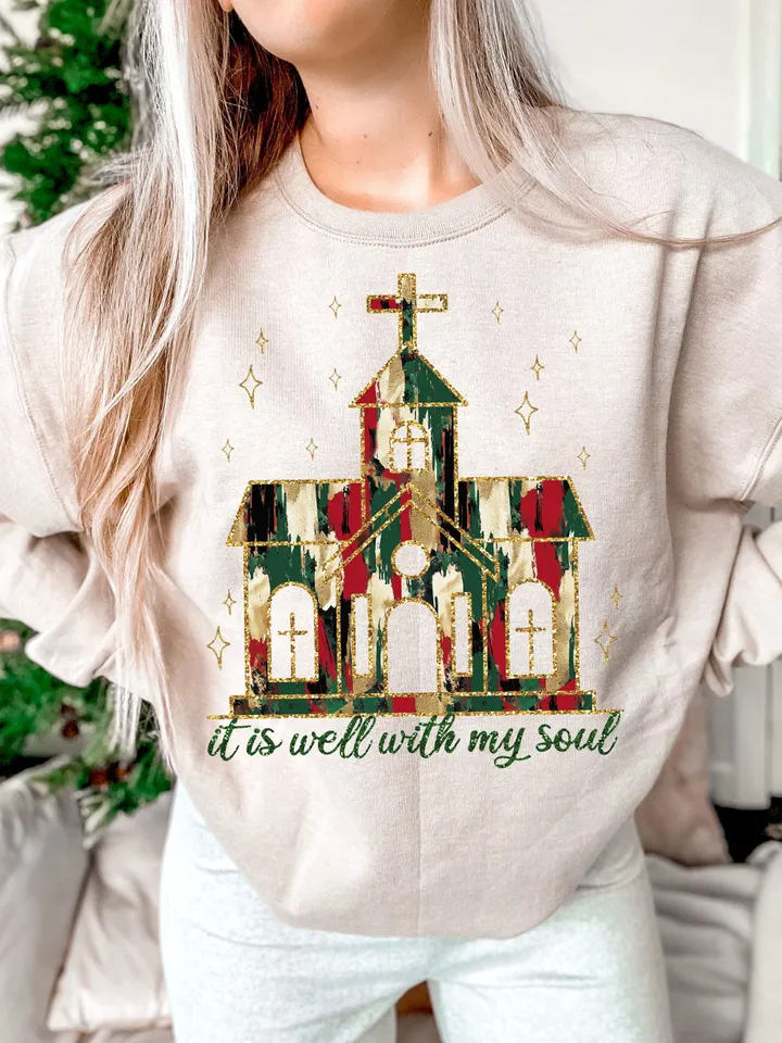 Church PNG It Is Well With My Soul PNG Christian Shirt Sublimation Design Christian Christmas Religious PNG Scriptures Christmas Png