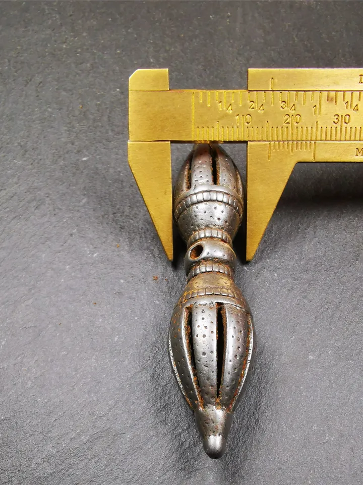 Gandhanra Vintage Nine-pronged Vajra Dorje,Tibetan Buddhism (Vajrayana) Ritual Implement,Made of Cold Iron,30 Years Old