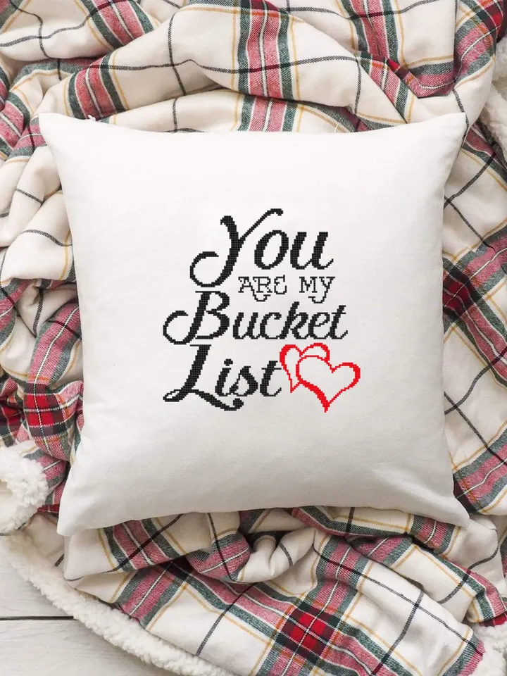 Love quote cross stitch pattern download PDF, Love lettering You are my bucket list cross stitch chart, Valentines day gift Easy stitch #V10