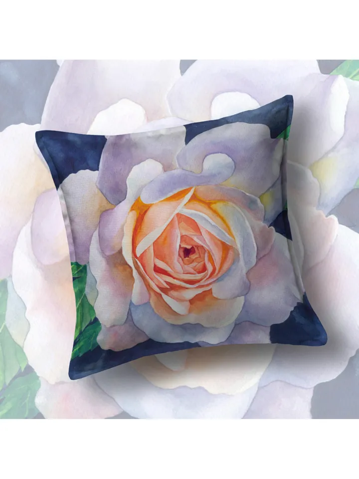 Rose on a blue background Watercolor painting for printing Digital file Large poster