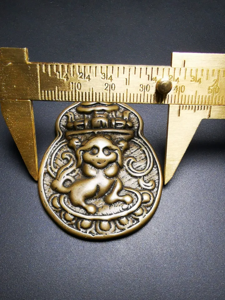 Gandhanra Antique Tibetan Buddhist Protective Pendant,Snow Lion Amulet Badge,50years old