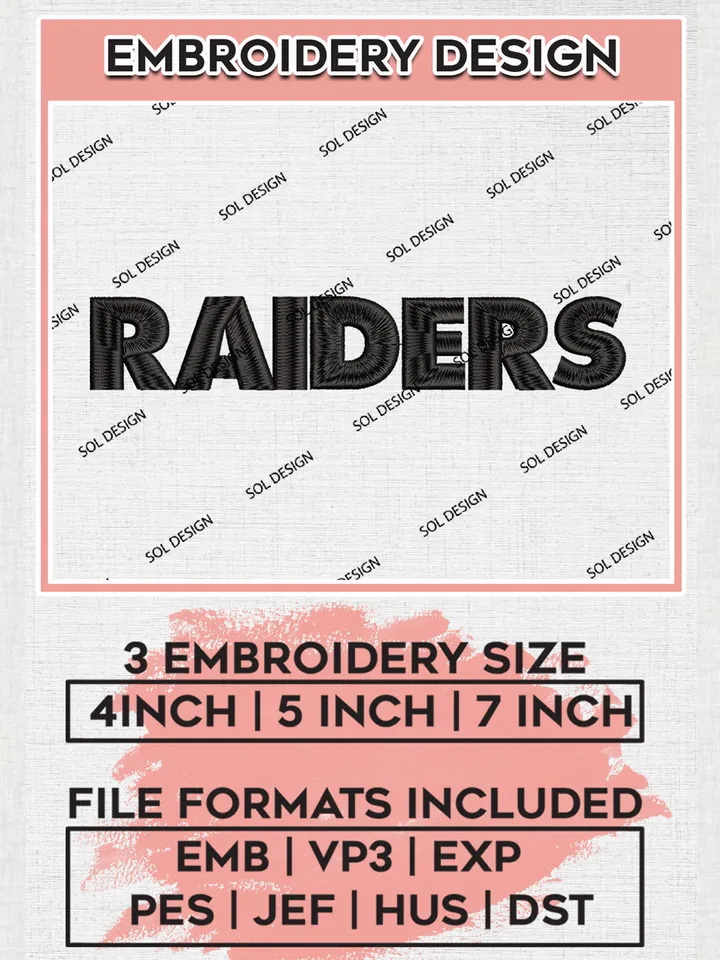 Las Vegas Raiders Wordmark Logo Embroidery Designs, NFL Raiders Embroidery Designs, NFL Embroidery Designs, NFL Las Vegas Raiders Machine Embroidery Design, Digital Download