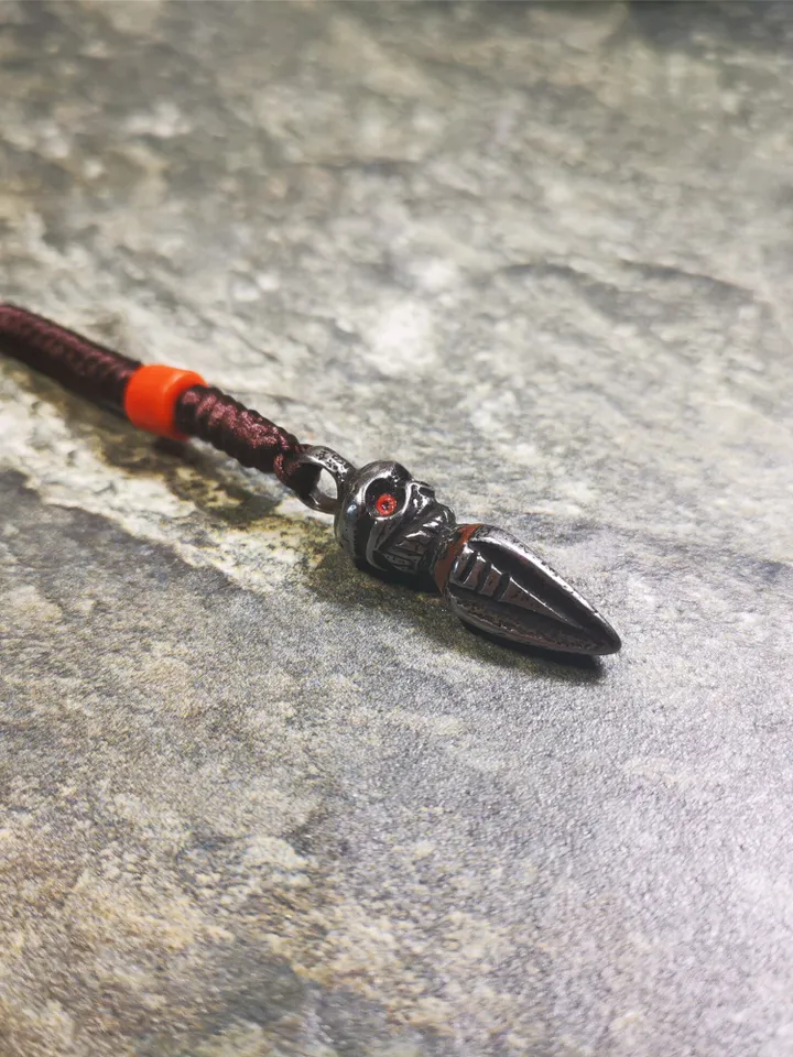 Gandhanra Handmade Skull Phurba Amulet,Kila - Dorje Phurba,Tibetan Budhist Ritual Implement Pendant,Made of Cold Iron,1.4"