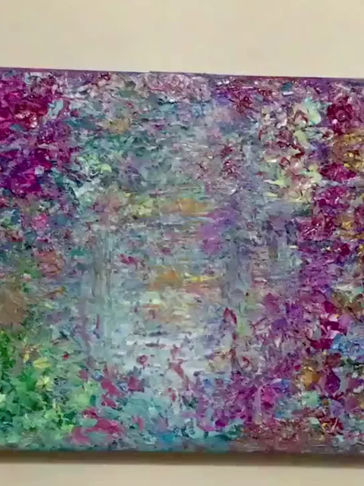 Spring floral fantasy original oil painting on stretched 3 d canvas,impasto style textured painting ,wall decoration,oil painting gifts