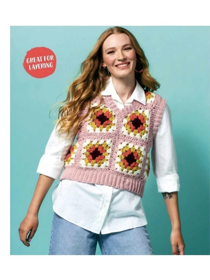 Vest crochet pattern, granny square vest crochet pattern, summer waistcoat crochet pdf