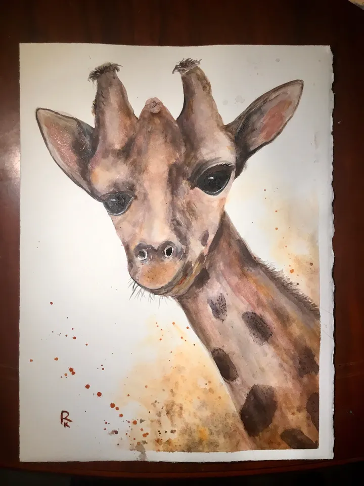 Giraffe original watercolour painting on watercolour paper,kid s room decoration,animals wall art,gift.