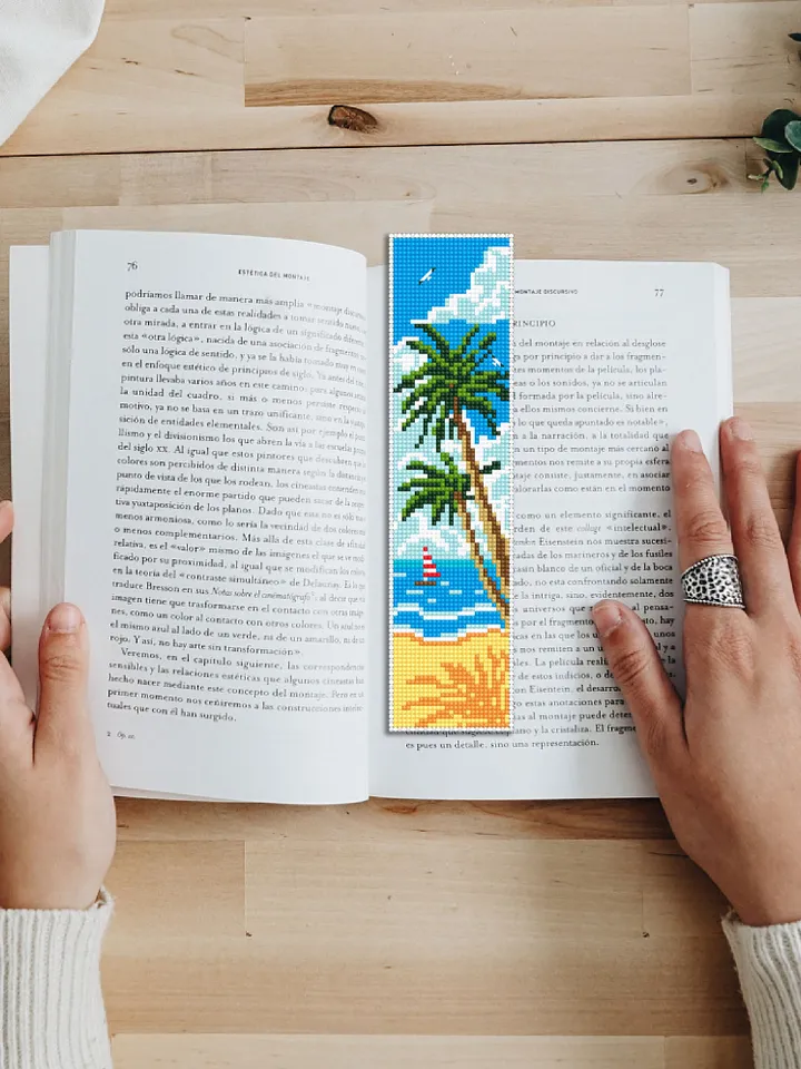Bookmark beach cross stitch pattern digital PDF Handmade bookmark nature embroidery beginners Instant download Gift for book lover #B22