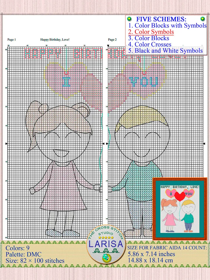 Happy Birthday Love Cross Stitch Pattern