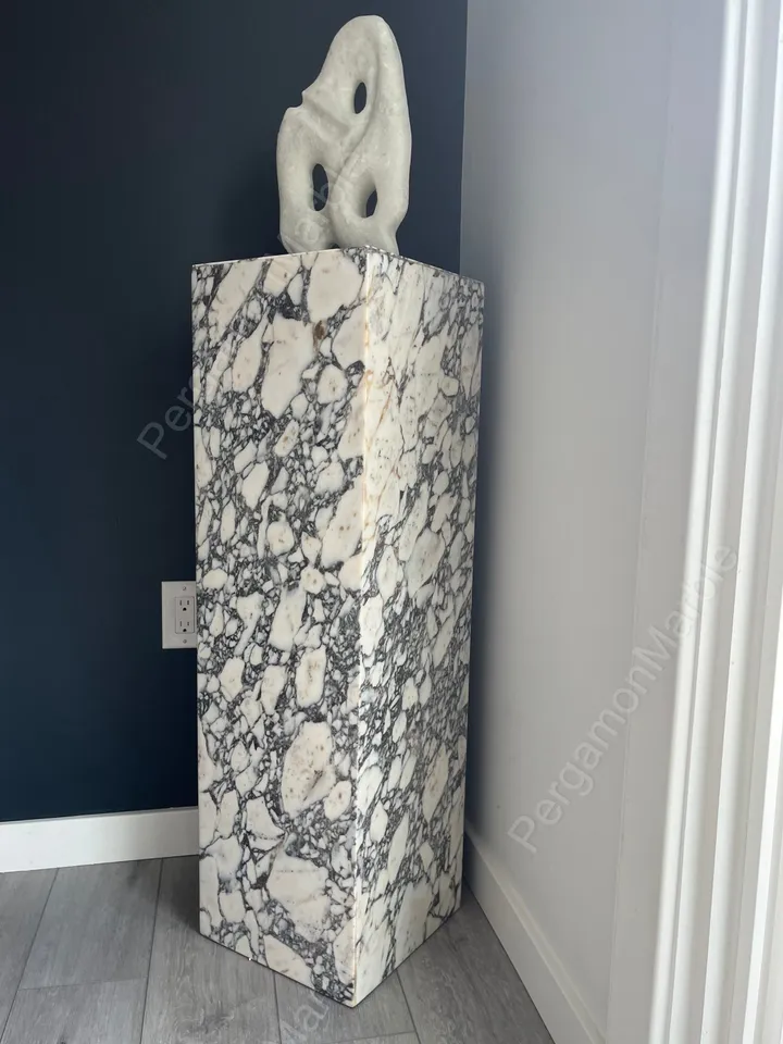 40'' Calacatta Viola Marble Plinth real marble, handmade, freeshipping, fast shipping, end table, cube table, side table, big pedestal