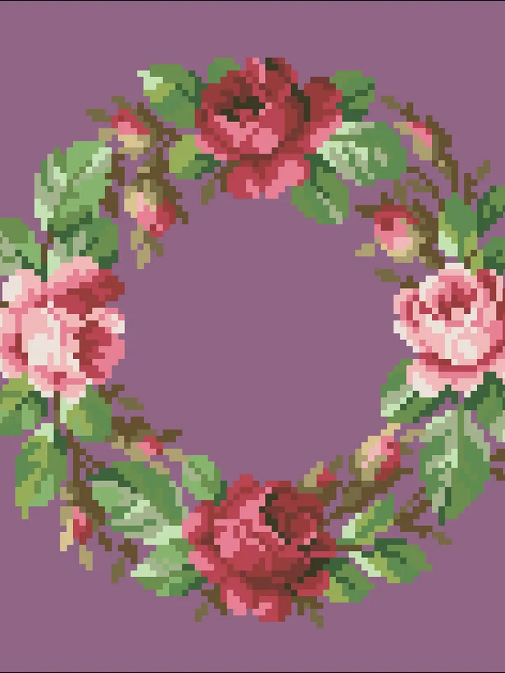 Antique Cross Stitch Pattern Flower Crown Antique Wreath Digital Download PDF