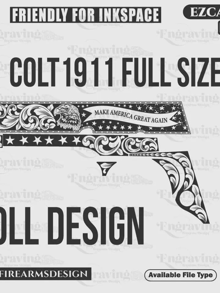 Colt1911 Full Size Trump Design Svg,lasercut,laserengraving,fiberlaser,engravingfiles,laserpattern,engravingdesign,engravingpattern,metalart