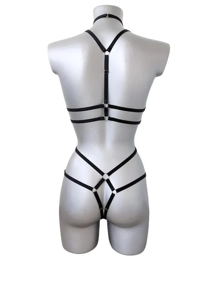 Erotic lingerie set - Crotchles panties - Harness lingerie - Sexy set - Strappy lingerie