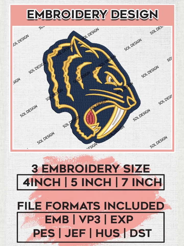 Nashville Predators Head Mascot Logo Embroidery Designs, NHL Nashville Predators Team Logo Embroidery, Hockey Team Logo Emb Files, NHL Predators Logo Machine embroidery Files, Digital Download