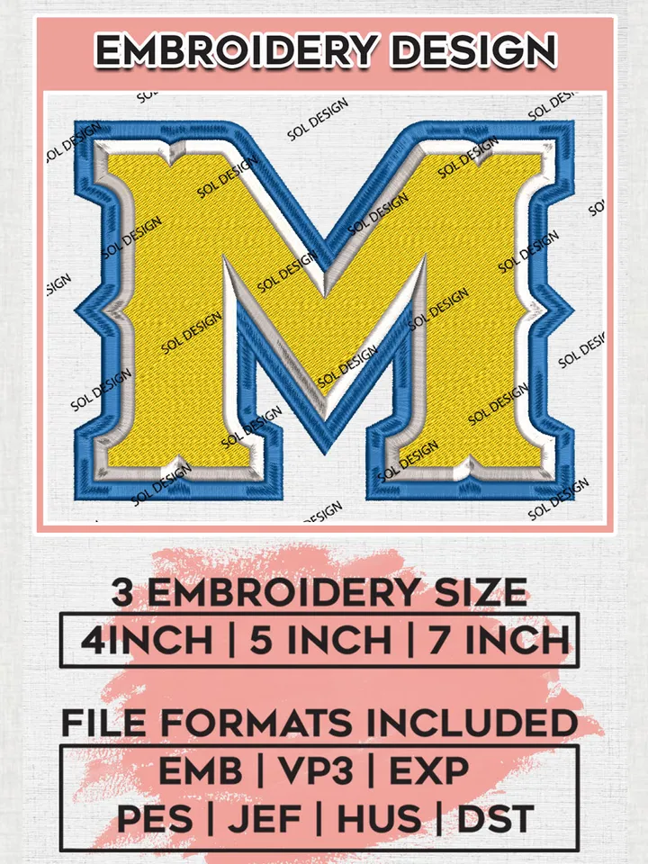 McNeese Cowboys Football Team Letter Logo Embroidery Design Files, NCAA McNeese Cowboys Machine Embroidery, NCAA Teams, 3 sizes, NCAA Machine embroidery designs, Digital Download