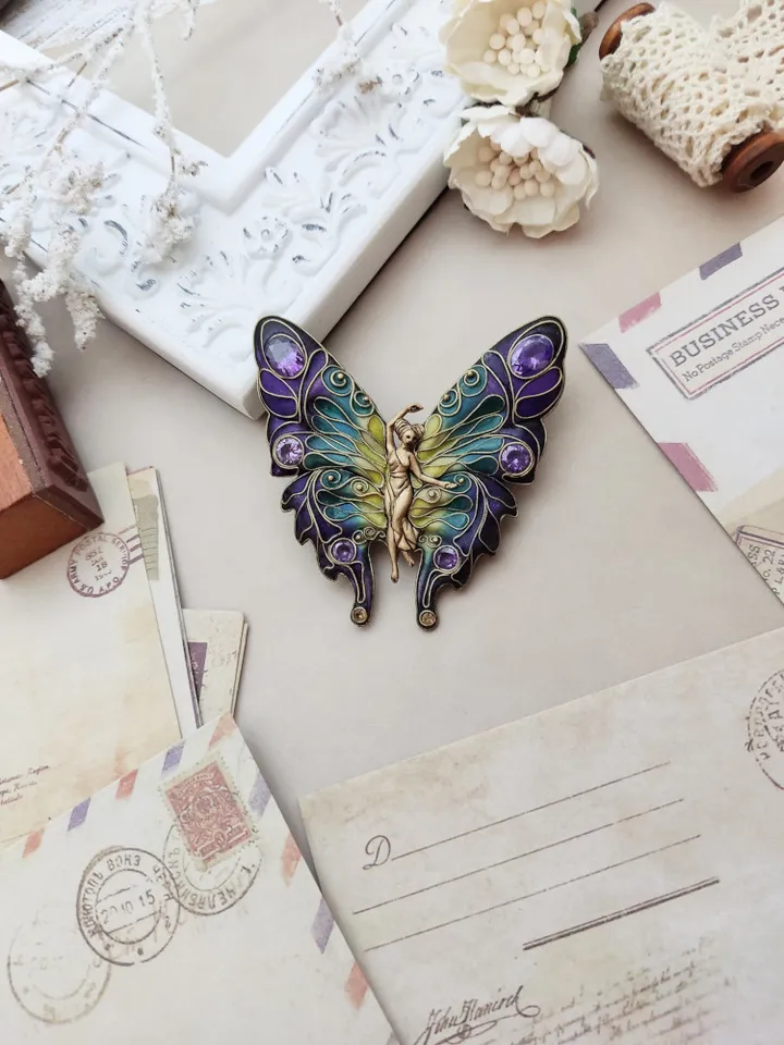 Vintage Butterfly, Wing Brooches, Fairy Butterfly, Brooch Amethyst, Jewelry butterfy