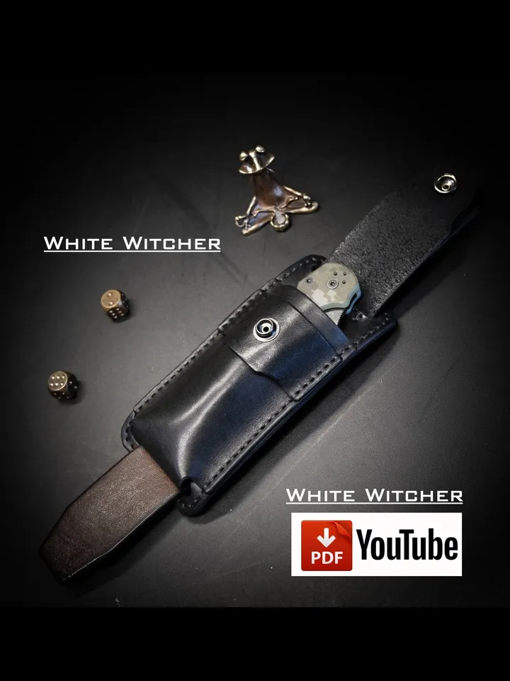 Leather template to make a leather Knife Case Horizontal - 2 sizes. EDC51