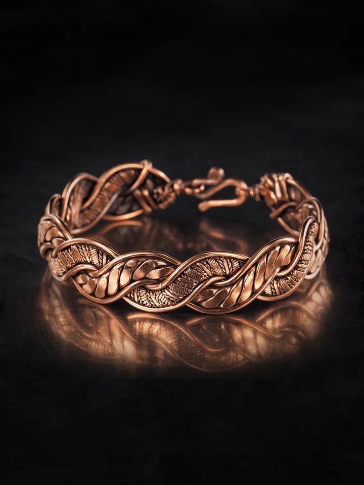 Woven copper wire bracelet Antique style handcrafted copper jewelry Unique gift