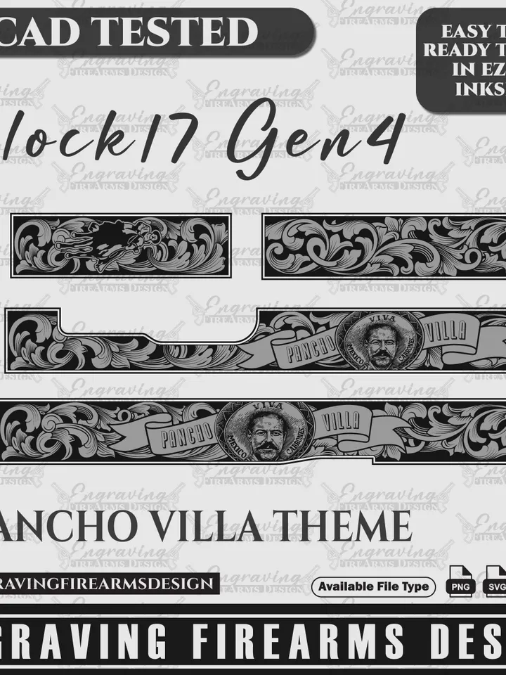 Engraving Firearms Design Glock17 Gen4 Scroll With Pancho Villa Design