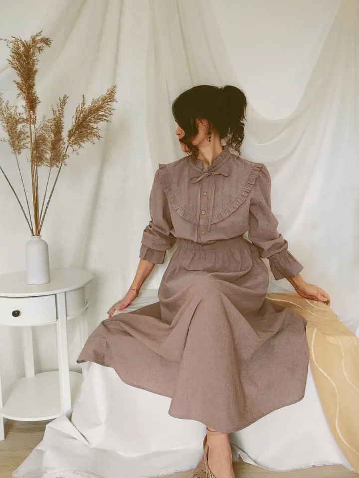 Maxi cotton spring summer women's dress/ Victorian inspired vintage style dress/ Cottagecore dress/ Long sleeves custom dress
