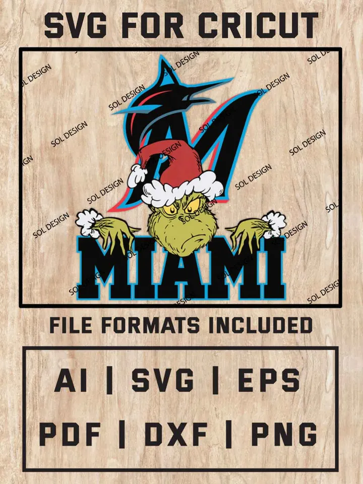 Grinch Miami Marlins SVG, MLB SVG Design, MLB Miami Marlins Logo SVG, MLB Marlins Cricut, Christmas Svg, Grinch svg, Digital Download