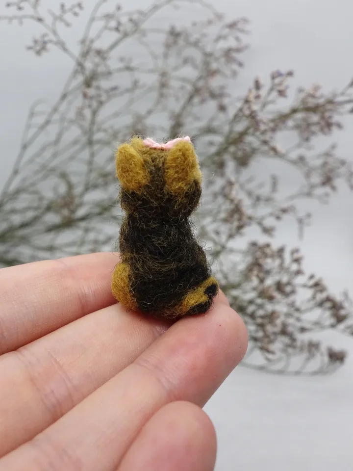 Tiny needle felted Yorkshire terrier, yorkie dog miniature, made to order