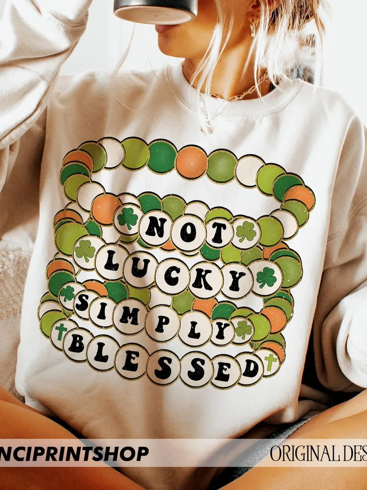 Not lucky simply Blessed Roman 4:7-8 png, St.Patricks Day Friendship Bracelet Png, St Patrick Png, Bible Verse png, St Patricks day png file