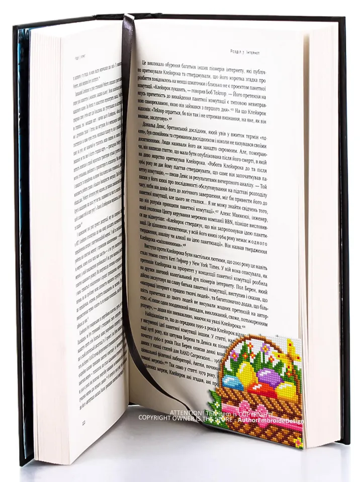 Easter Corner bookmark cross stitch pattern PDF download Easter basket with eggs cross stitch chart, Easter bookmark pattern digital #B406
