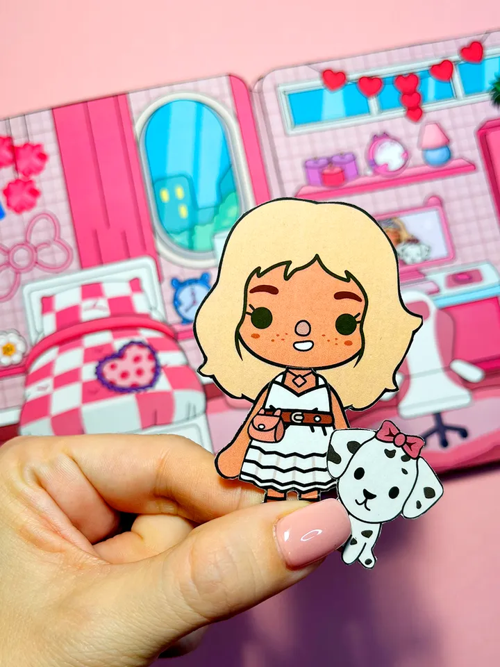 Paper house with furniture for doll Toca Boca