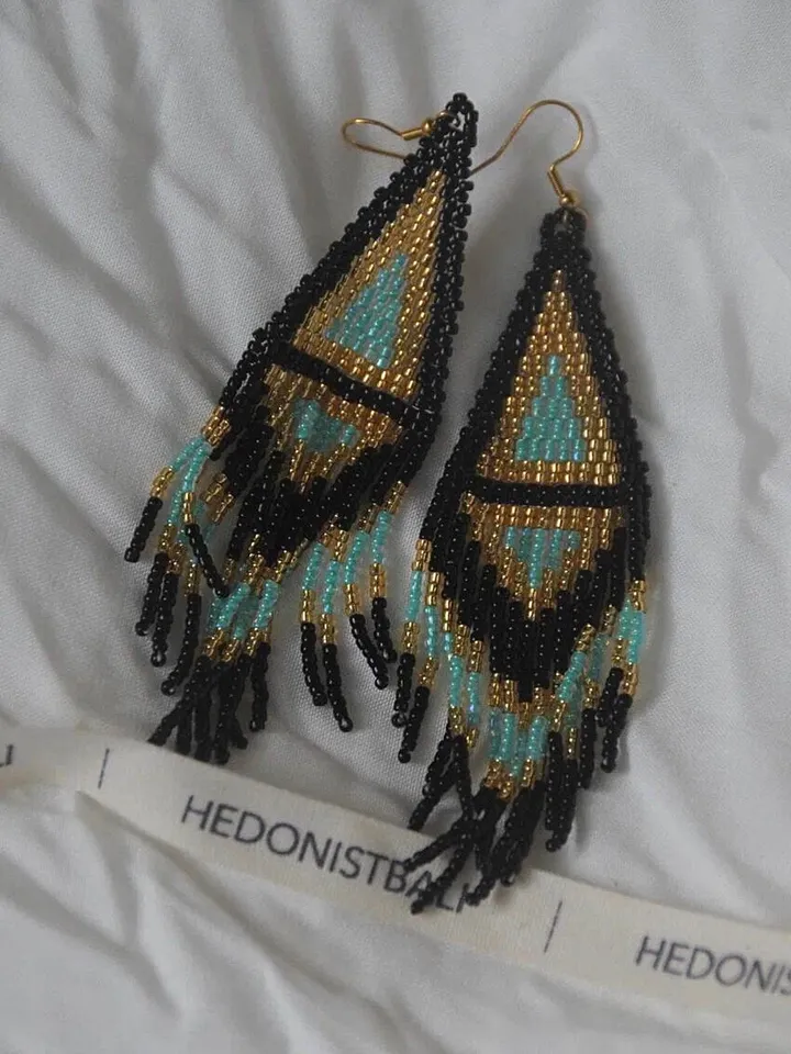 Long bead handmade earrings | bohemian geometric earrings | handmade jewelery | classy bead earrings | boho jewelry |gift for her