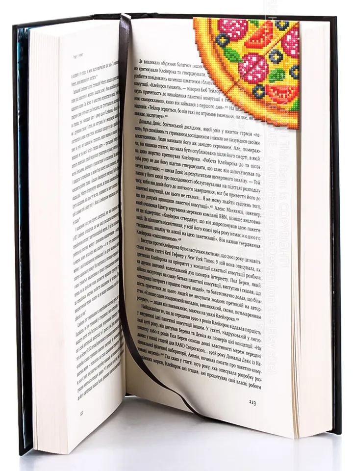 Corner bookmark cross stitch pattern PDF download Pizza cross stitch chart, Food bookmark digital PDF, Funny bookmark for beginner #B251