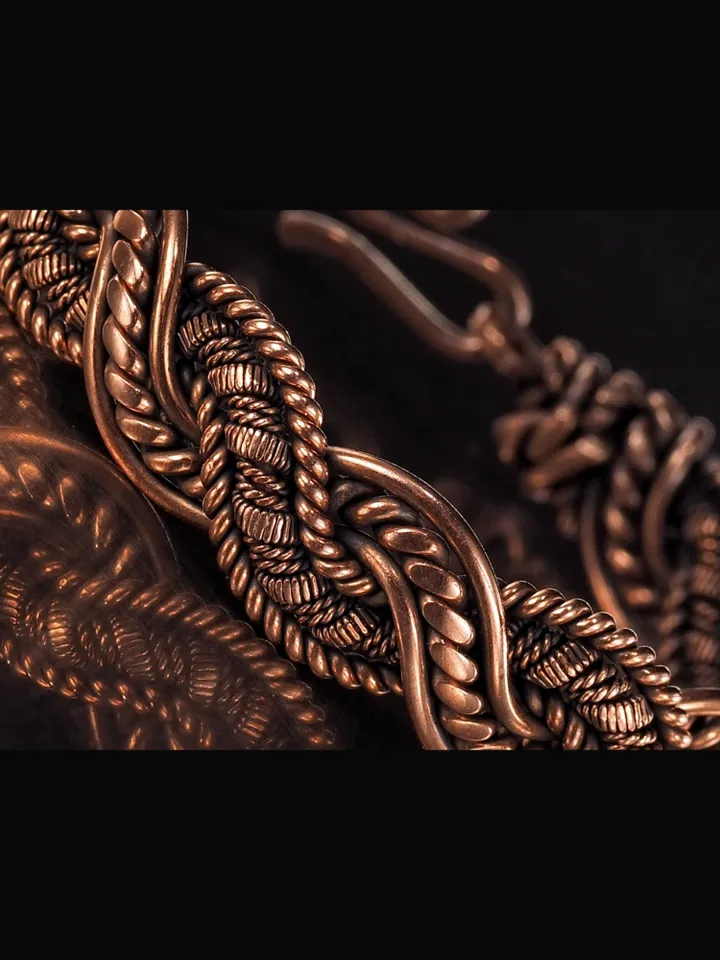 Copper wire wrapped bracelet for woman 7th Anniversary gift Small size bracelet