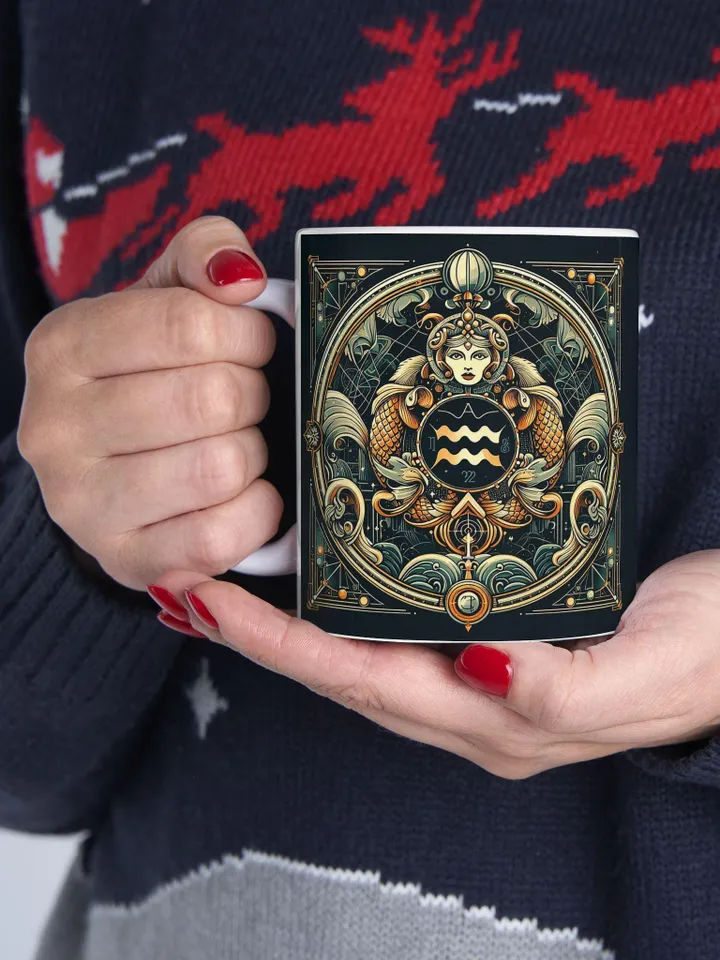 Acquarius Ceramic Mug | Art Deco Inspired Drinkware | Unique Gift for Astrology Lovers, Coffee Lovers, Home Decor, Birthday
