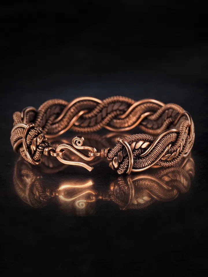 Woven copper wire bracelet Antique style handcrafted copper jewelry Unique gift