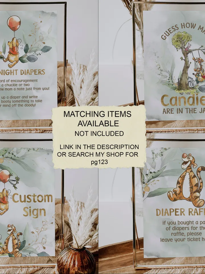 Classic Winnie Pooh Baby Shower Invitation; Neutral Baby Shower Template; Wizard Baby Shower Invite; Honey Bear Invite; Winnie Pooh pg123