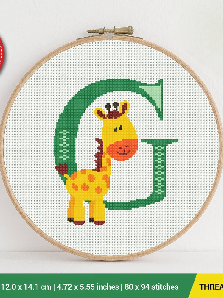 Letter G giraffe ABC   Cross stitch pattern | Embroidery Pattern | Instant Download | Embroidery Designs