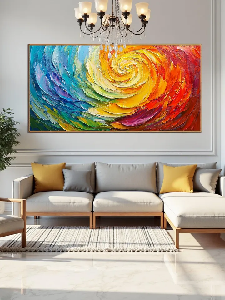 Large Abstract Impasto Oil Painting, Textured Swirl Art, Colorful 3D Wall Art, Original Modern Art, Canvas Wall Art, Home Decor, Office Art