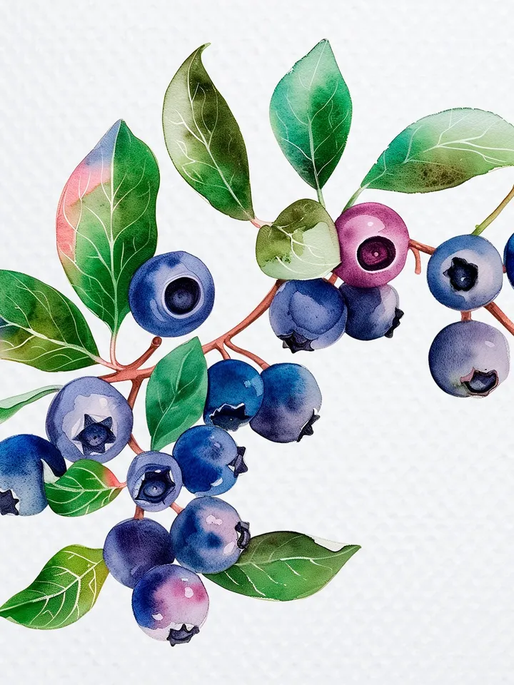 16 Blueberry PNG Clipart, Printable Watercolor Blueberry for sublimation, Blueberry Stem Print, Digital download, Paper craft, junk journals