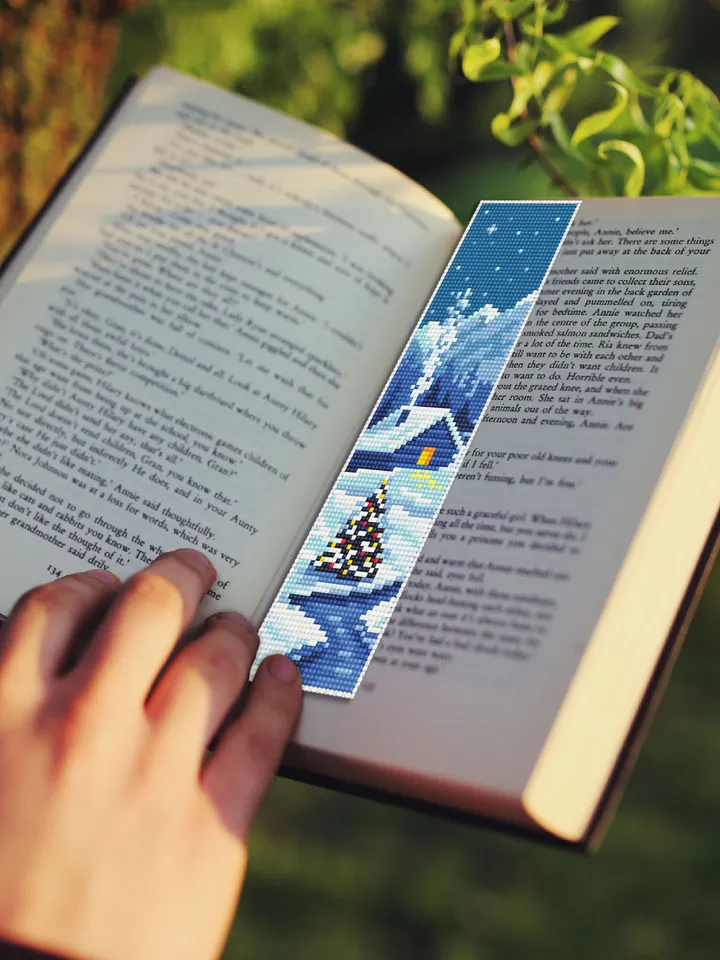 Bookmark winter cross stitch pattern digital PDF Handmade bookmark nature embroidery beginners Instant download Gift for book lover #B18