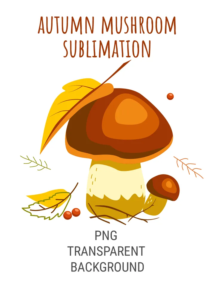 Autumn mushroom sublimation. Bag, pillows, mugs, T-shirt PNG
