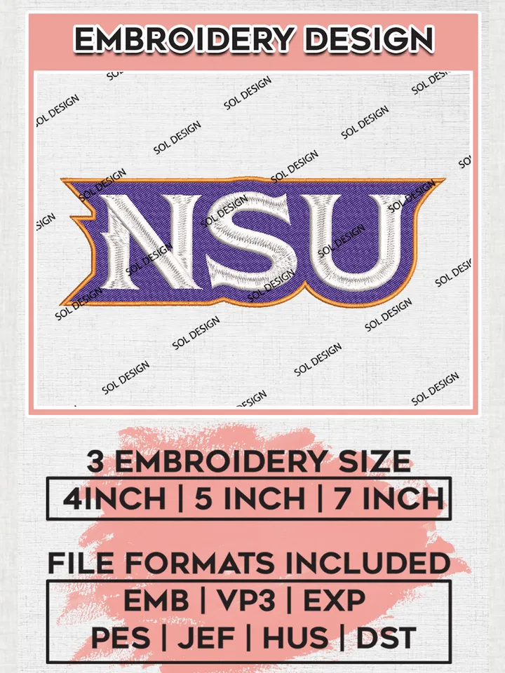 NCAA NSU Demons Team Word Logo Embroidery Design Files, NCAA Northwestern State Demons Machine Embroidery, NCAA Teams, Game Day, 3 sizes, NCAA Machine embroidery designs, Digital Download