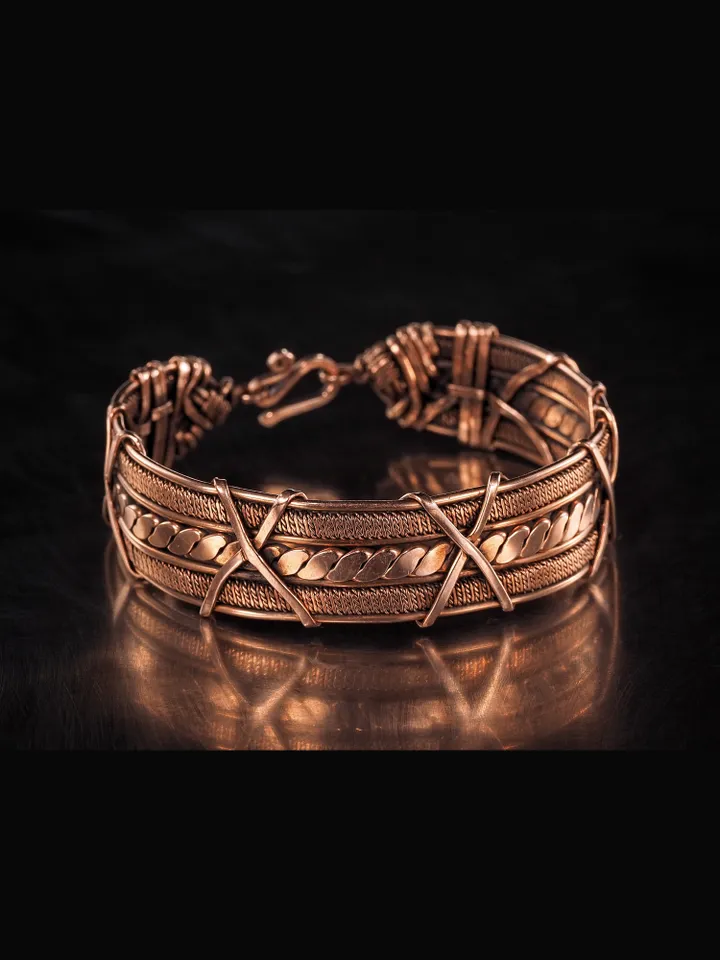 Woven copper wire bracelet Antique style handcrafted copper jewelry Unique gift