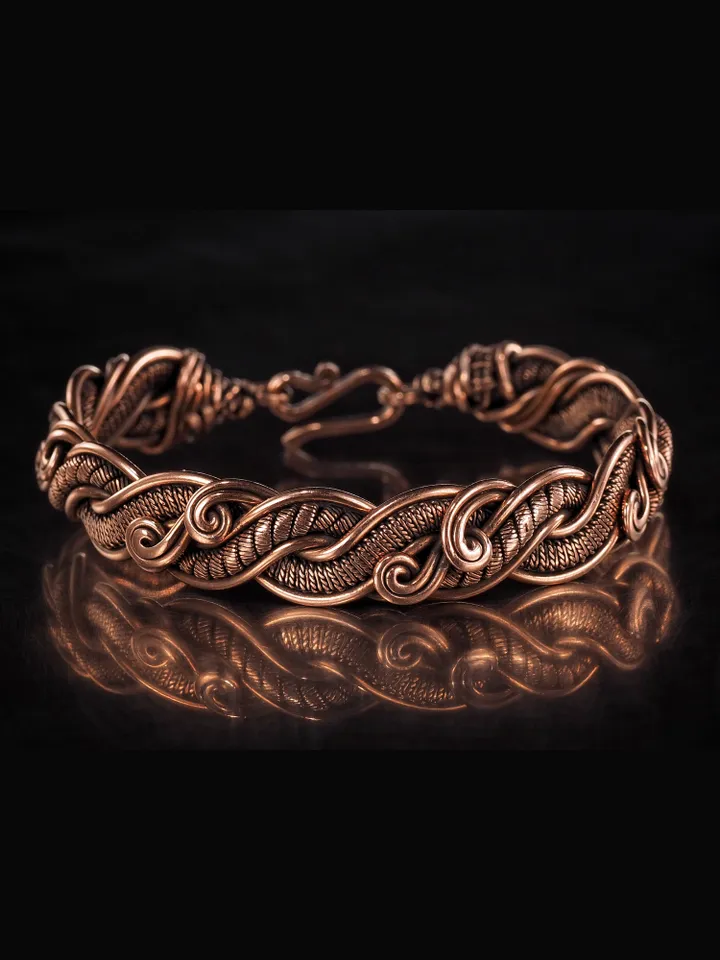 Woven copper wire bracelet Antique style handcrafted copper jewelry Unique gift