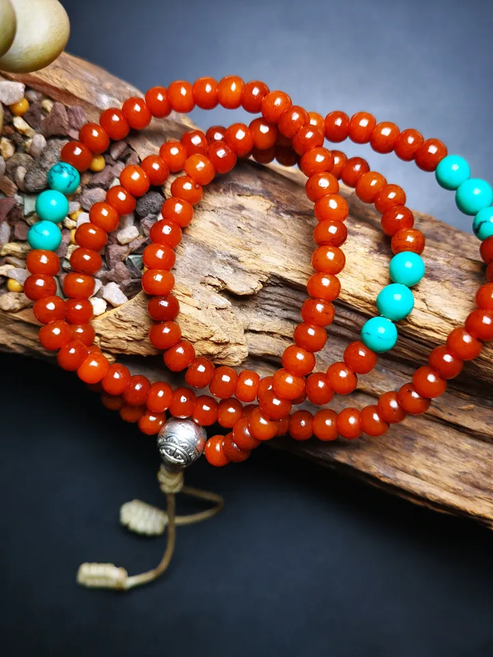 Gandhanra Hand-carved Tibetan Yak Bone Mala Beads Necklace,Small Prayer Beads Bracelet for Women