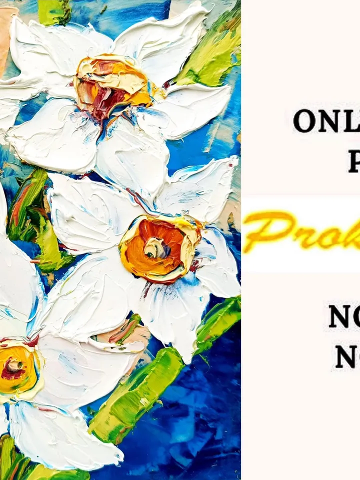 Daffodils Painting flower Impasto Original Art Flower Oil Painting Small Artwork Spring Flower Impressionist Art Gifts by ArtProkopaloSv