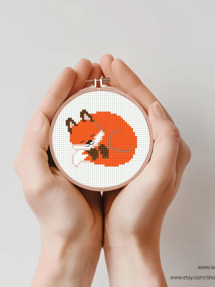 Bundle 6 mini foxes Cross stitch pattern, tiny animal, Nature, animals, beginner counted, modern chart, gift DIY, embroidery, instant PDF