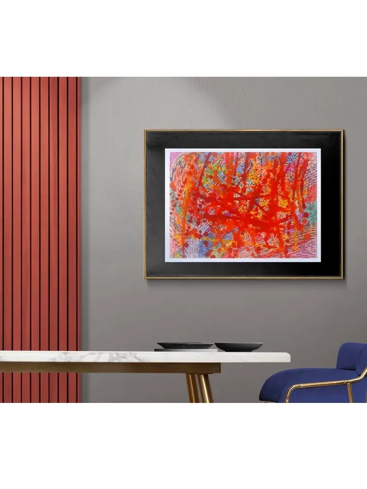 Abstract Art In jackson Pollock Style, Vibrant And Colorful Painting Mixed Media