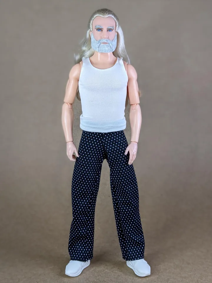 Black & white polka dot pants for 12-inch fashion male dolls