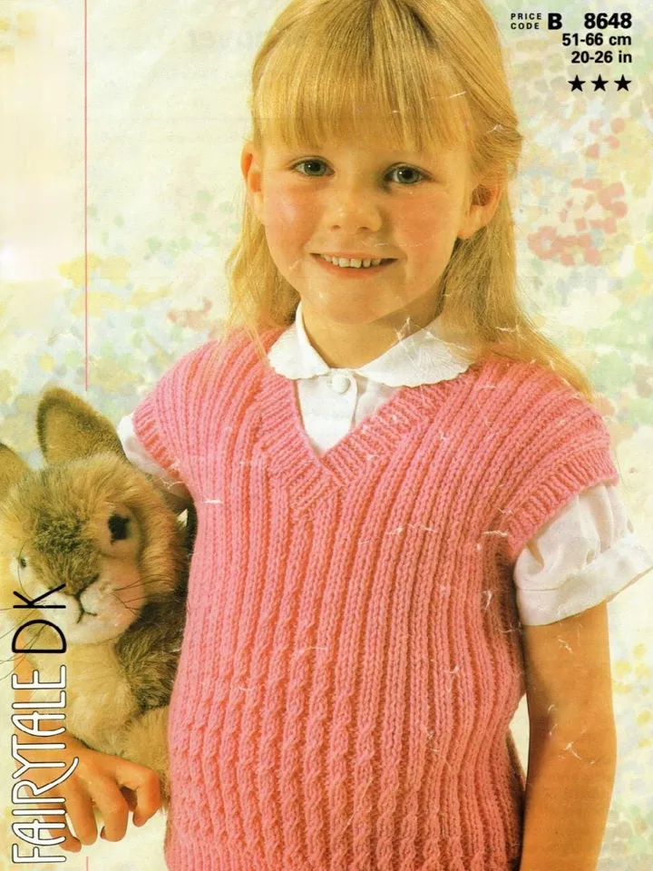 Waistcoat vest knitting pattern girl children for pattern sleeveless top Pattern knitting pattern pdf